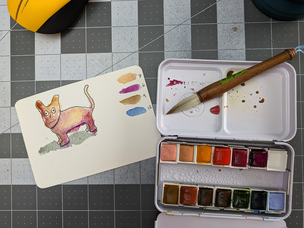 The paint set and brush