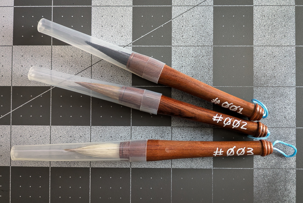 The three small brushed I purchased with inventory numbers